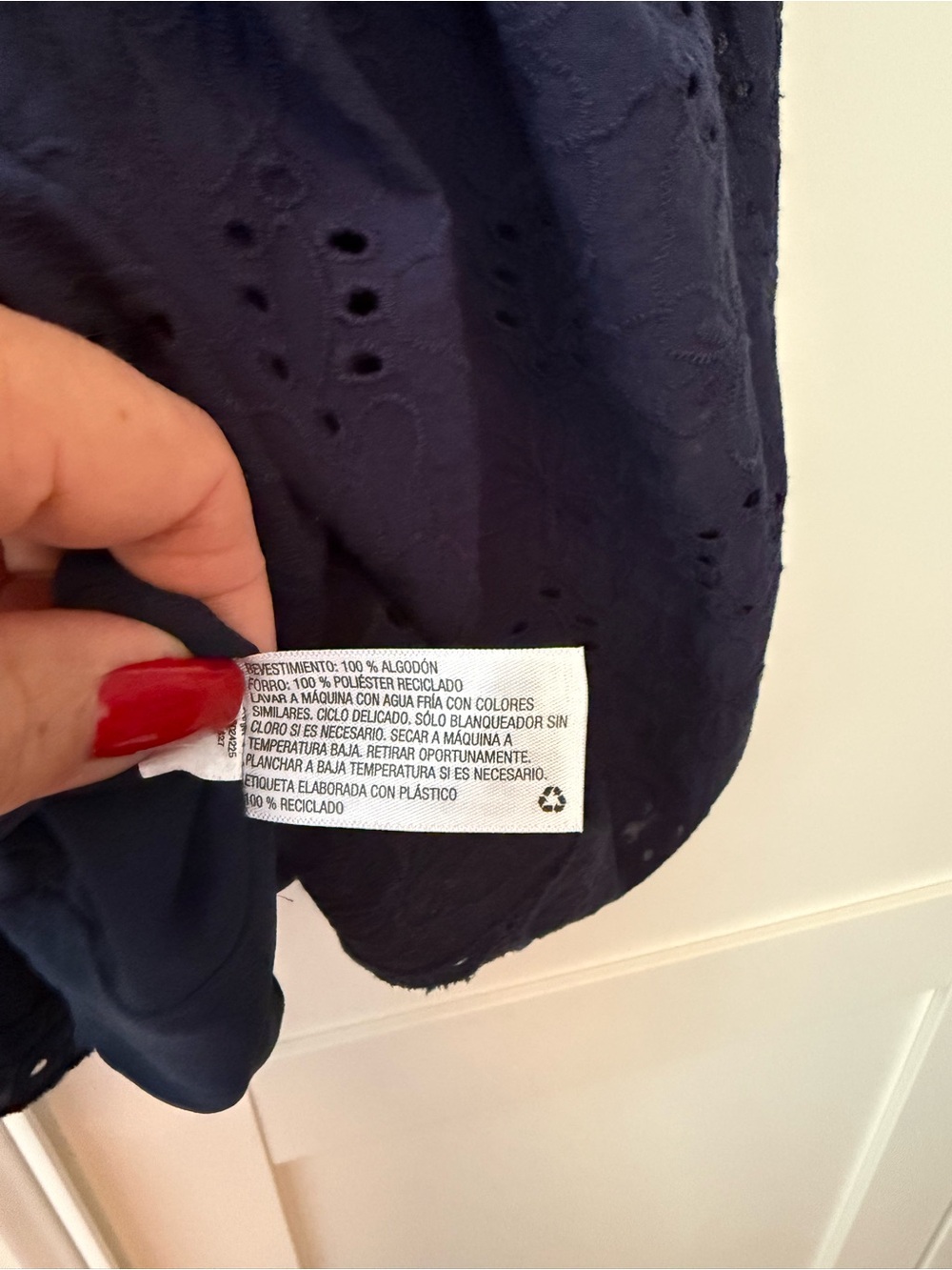 Pair of Navy & White Eyelet Scallop Hem Tops, XL - Picture 12 of 14